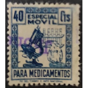 Especial Móvil Medicamentos. Microscopio 1949/52 40 cts. azul oscuro