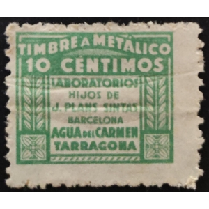 Timbre a Metálico. Agua del Carmen Tarragona. 1932
