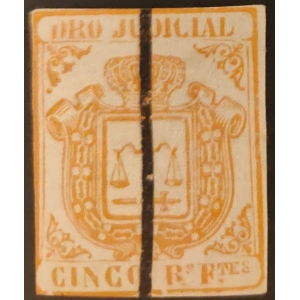 Colonias Españolas. Derecho Judicial.  Cinco Reales Fuertes naranja de 1856