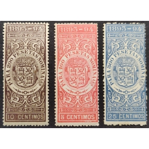 Impuesto Deuda, Valores Industriales o Mercantiles. 3 sellos 1893/94