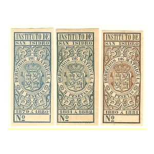 Derechos de Matrícula. Instituto de San Isidro 1879-82