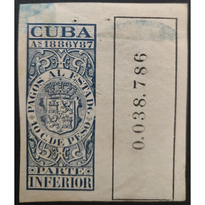 2482 Colonias Españolas. Cuba. Pagos al Estado 1886 y 1887