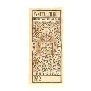 Derechos de Matrícula. Instituto Cardenal Cisneros 1880-81