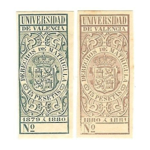 Derechos de Matrícula. Universidad de Valencia 1879-81