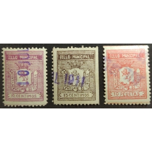 Timbres municipales del ayuntamiento de Córdoba. Años '10 - '20 del siglo XX aprox. 3 valores