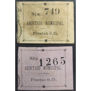 Arbitrios municipales del Ayuntamiento de Granada. Año 1897 - 2 valores