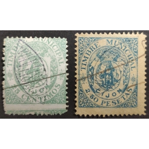 Arbitrios municipales del Ayuntamiento de Gijón. Año 1892 - 2 valores