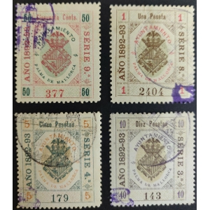 Sellos Municipales del Ayuntamiento de Palma de Mallorca. 1892-93 . 8 valores – imagen 2