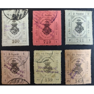 Sellos Municipales del Ayuntamiento de Palma de Mallorca. 1894-95 Habilitados para 1895-96
