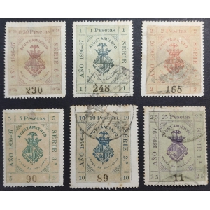 Sellos Municipales del Ayuntamiento de Palma de Mallorca. 1896-97. Serie completa.