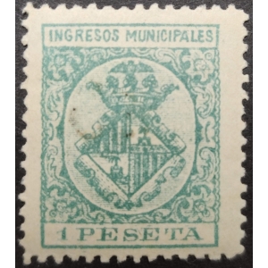 Sello Municipales del Ayuntamiento de Palma de Mallorca. Ingresos Municipales. 1904. 1 valor