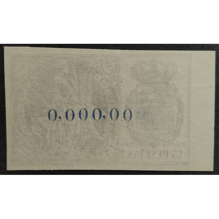 2794 Póliza 1903 Posesiones Españolas de África Occidental. 15 pesetas. Numeración A. 0,000,000 – imagen 2