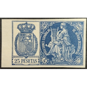 Póliza 1903 Posesiones Españolas de África Occidental. 25 pesetas. Numeración A. 0,000,000