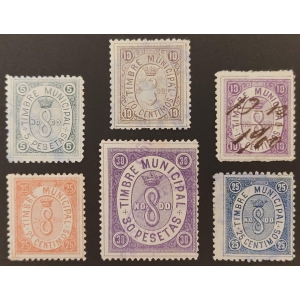Timbres municipales del ayuntamiento de Sevilla. 1900. 6 valores