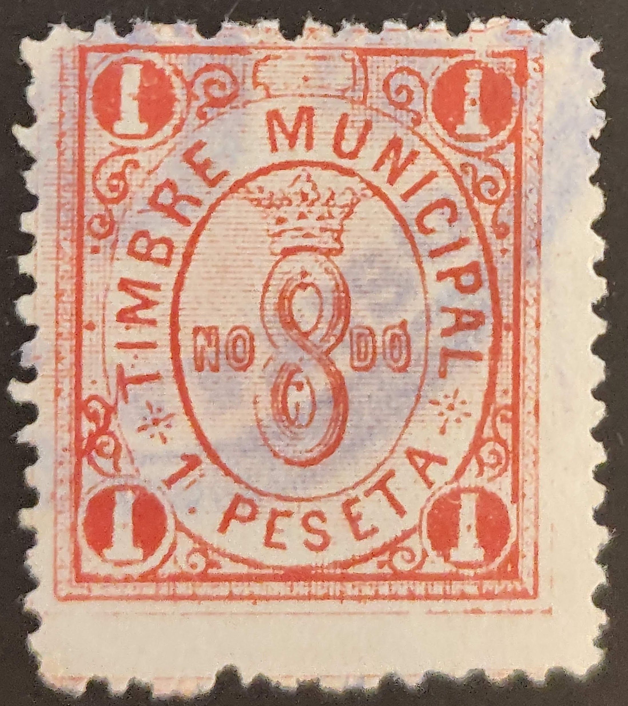 2810 Timbre municipal del ayuntamiento de Sevilla. Años '20. 1 peseta rojo