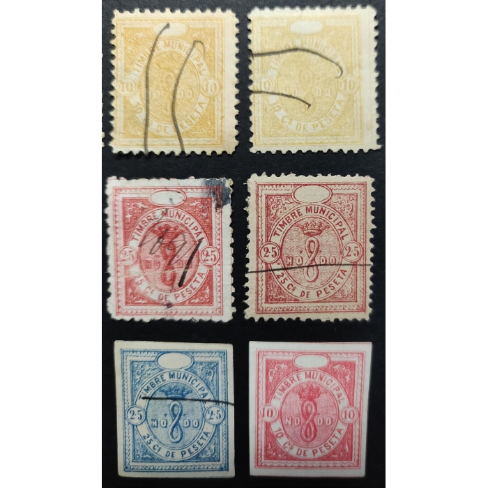 Excelente conjunto de Timbres Municipales de Sevilla. 1876-1905. 24 valores – imagen 4