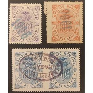 Impuesto Municipal del Ayuntamiento de Valencia de 1895 con habilitación para su uso en 1906