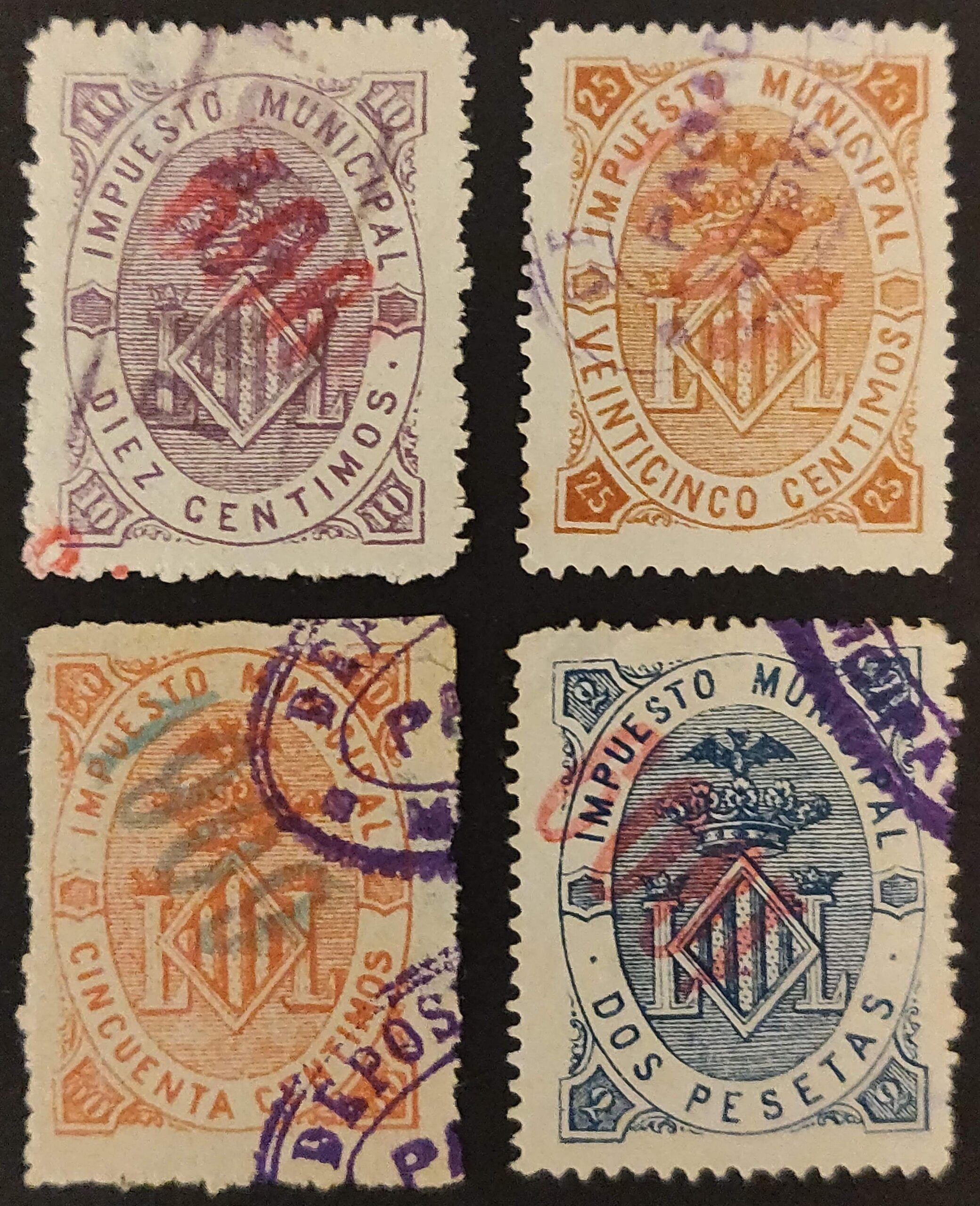 2851 Impuesto Municipal del Ayuntamiento de Valencia de 1895 con habilitación para su uso en 1909