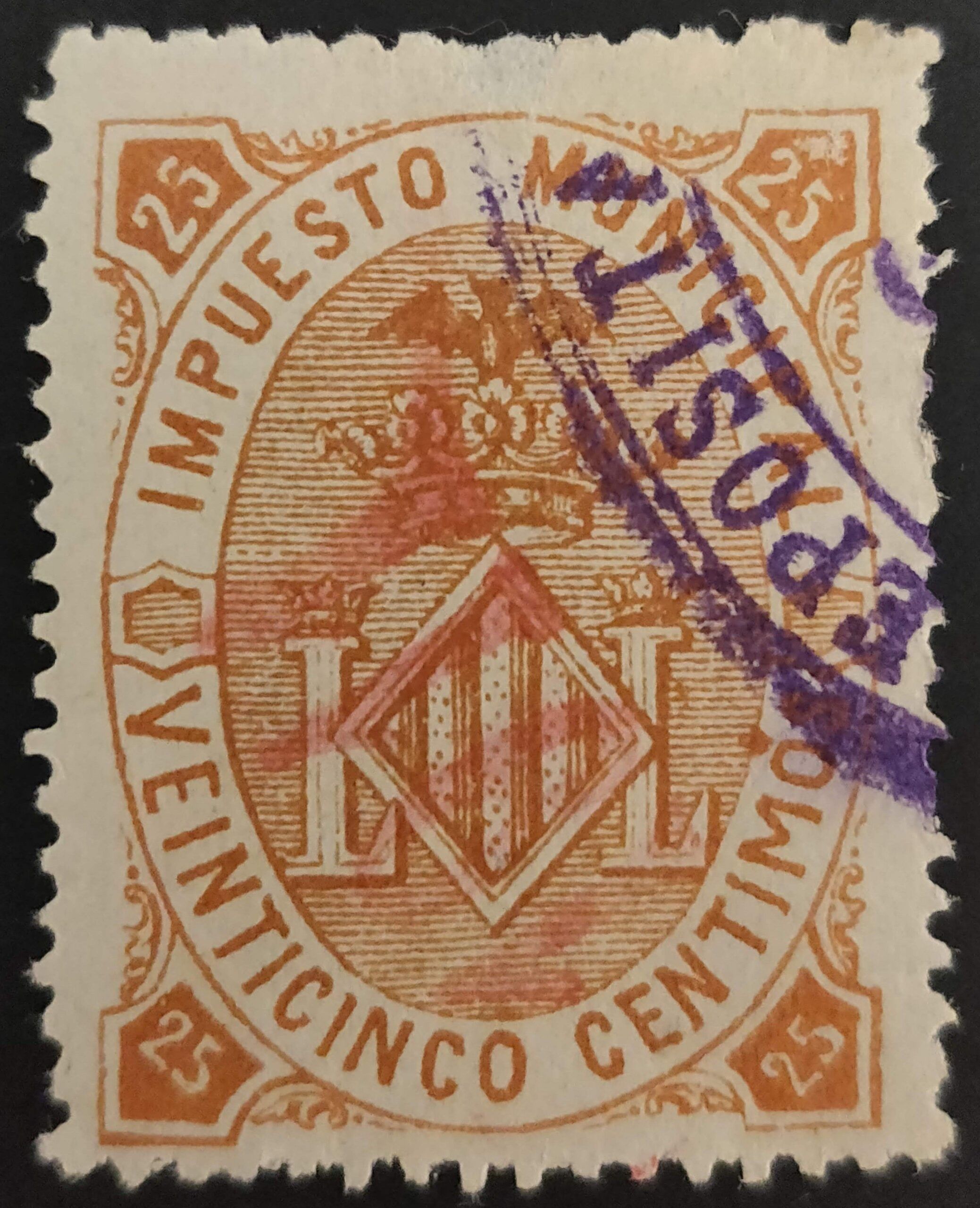 2853 Impuesto Municipal del Ayuntamiento de Valencia de 1895 con habilitación para su uso en 1911
