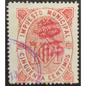 Impuesto Municipal del Ayuntamiento de Valencia de 1895 con habilitación para su uso en 1913