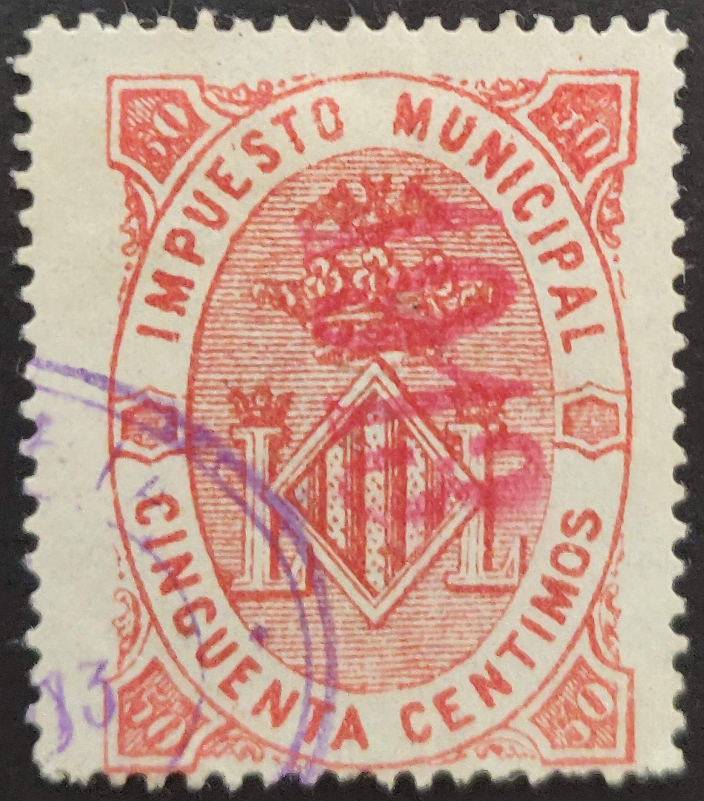 2857 Impuesto Municipal del Ayuntamiento de Valencia de 1895 con habilitación para su uso en 1913