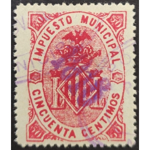 Impuesto Municipal del Ayuntamiento de Valencia de 1895 con habilitación para su uso en 1918