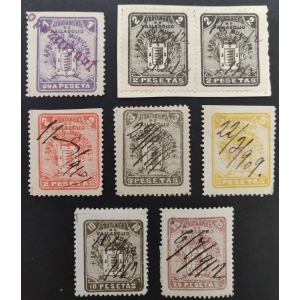 1908 aprox. 8 sellos de Arbitrios Municipales del Ayuntamiento de Valladolid del Tipo III