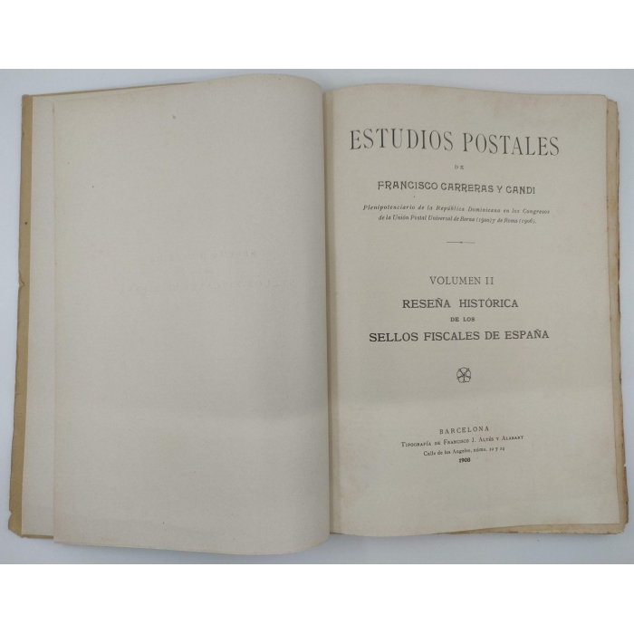 Estudios Postales Volumen I y II "Disquisiciones Filatélicas... Sellos Fiscales...". Francisco Carreras y Candi. MUY RAROS – imagen 10