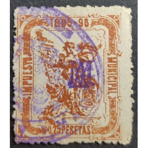 Ayuntamiento de Madrid. Recargo. Impuesto Municipal. 1895. 0,25 Pts.