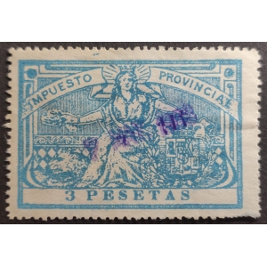 Madrid. Impuesto Provincial. 3 pesetas azul