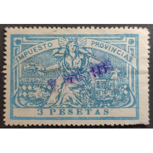 Madrid. Impuesto Provincial. 3 pesetas azul