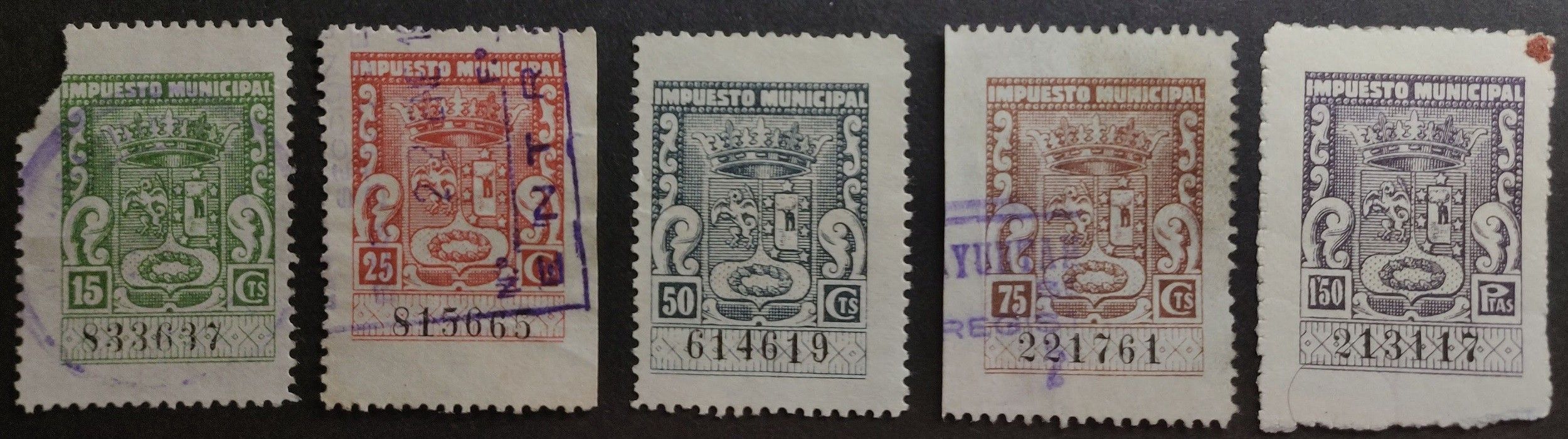3067 Madrid. Impuesto Municipal. 5 Valores de la serie