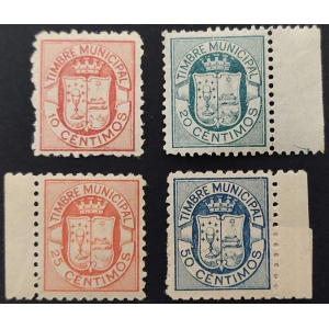 Sello municipal del ayuntamiento de Santiago de Compostela (Galicia). Año 1900-1910 aprox. 4 valores