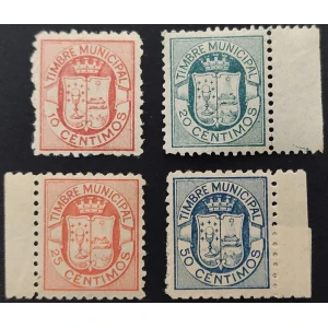 Sello municipal del ayuntamiento de Santiago de Compostela (Galicia). Año 1900-1910 aprox. 4 valores
