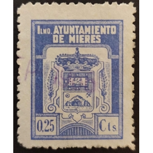 Sello Municipal del Ayuntamiento de Mieres (Asturias). Años '40-'50.