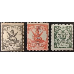 Timbres Municipales de Sanlúcar de Barrameda (Cádiz).1898. 3 valores