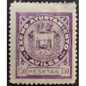 Sello Municipal del Ayuntamiento de Avilés (Asturias). Años '40-'50.