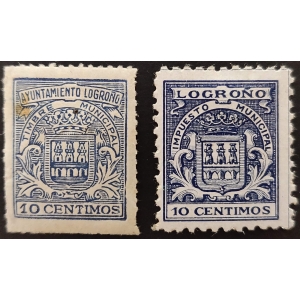 Timbres Municipales de Logroño (La Rioja) de 1905. Impuesto Municipal