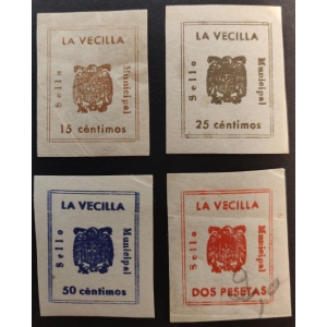 Sellos Municipales de La Vecilla (León) Años '40-'50. 4 valores