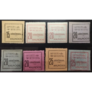 Impuesto Municipal del Ayuntamiento de Madrid. "Anuncios" 1893-1904. 17 valores