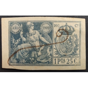 Póliza Fernando Póo 1902. 1,25 pesetas verde azul