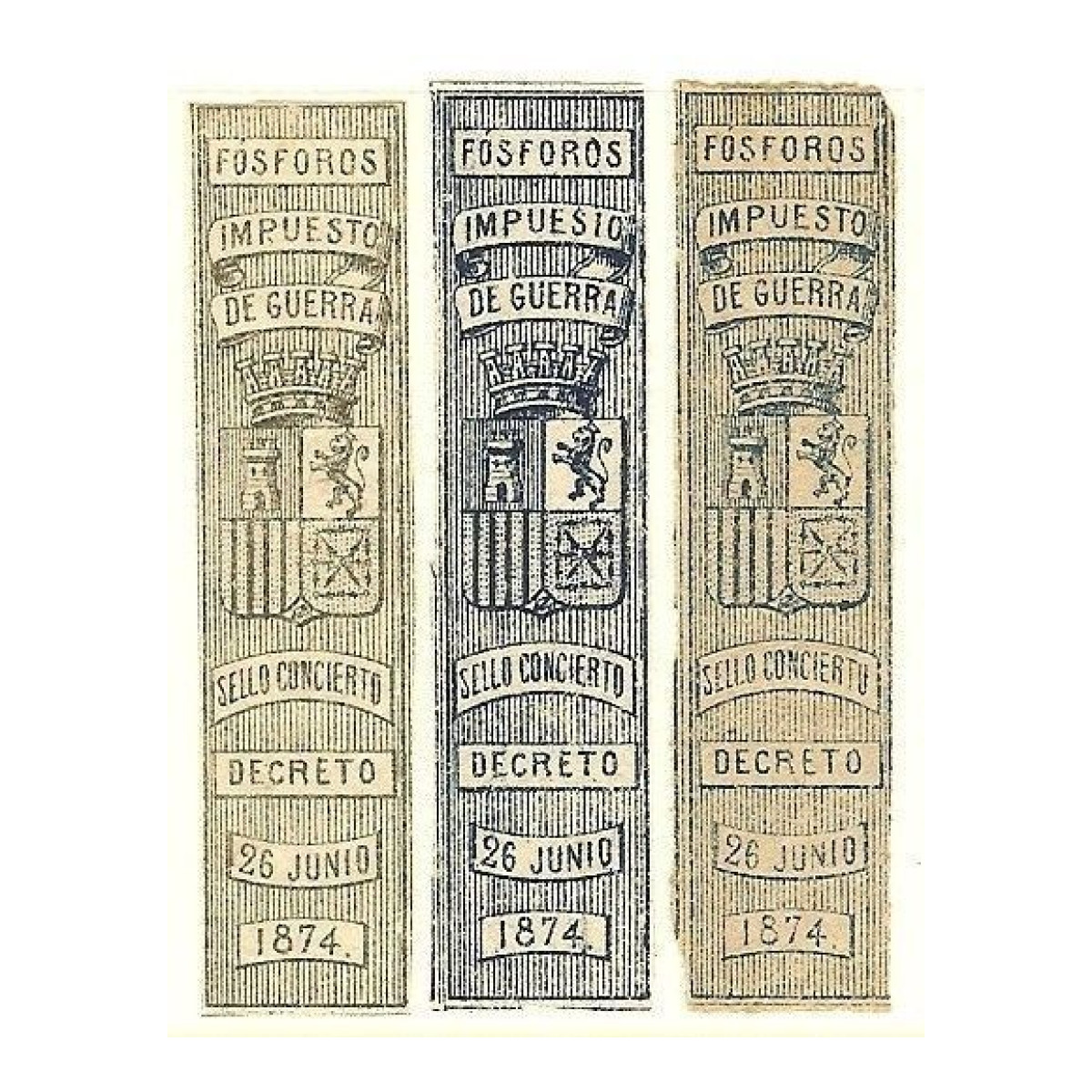 321 Google 1200x1200 Fósforos. Impuesto de Guerra. 3 valores (Tamaño 61 x 14 mm.)