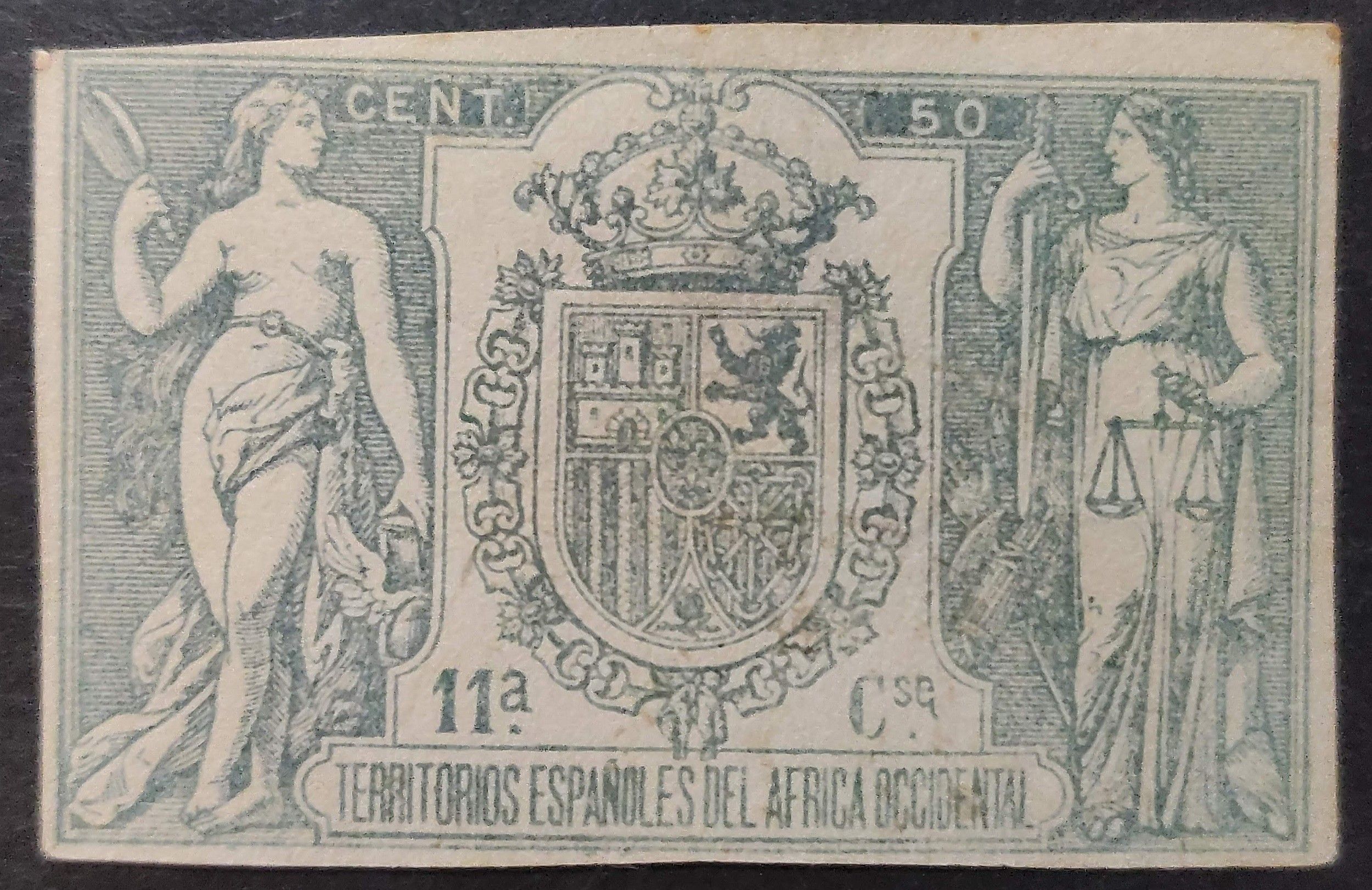 3230 Póliza 1905 África Occidental Española A.O.E. 50 c. Sin Numeración