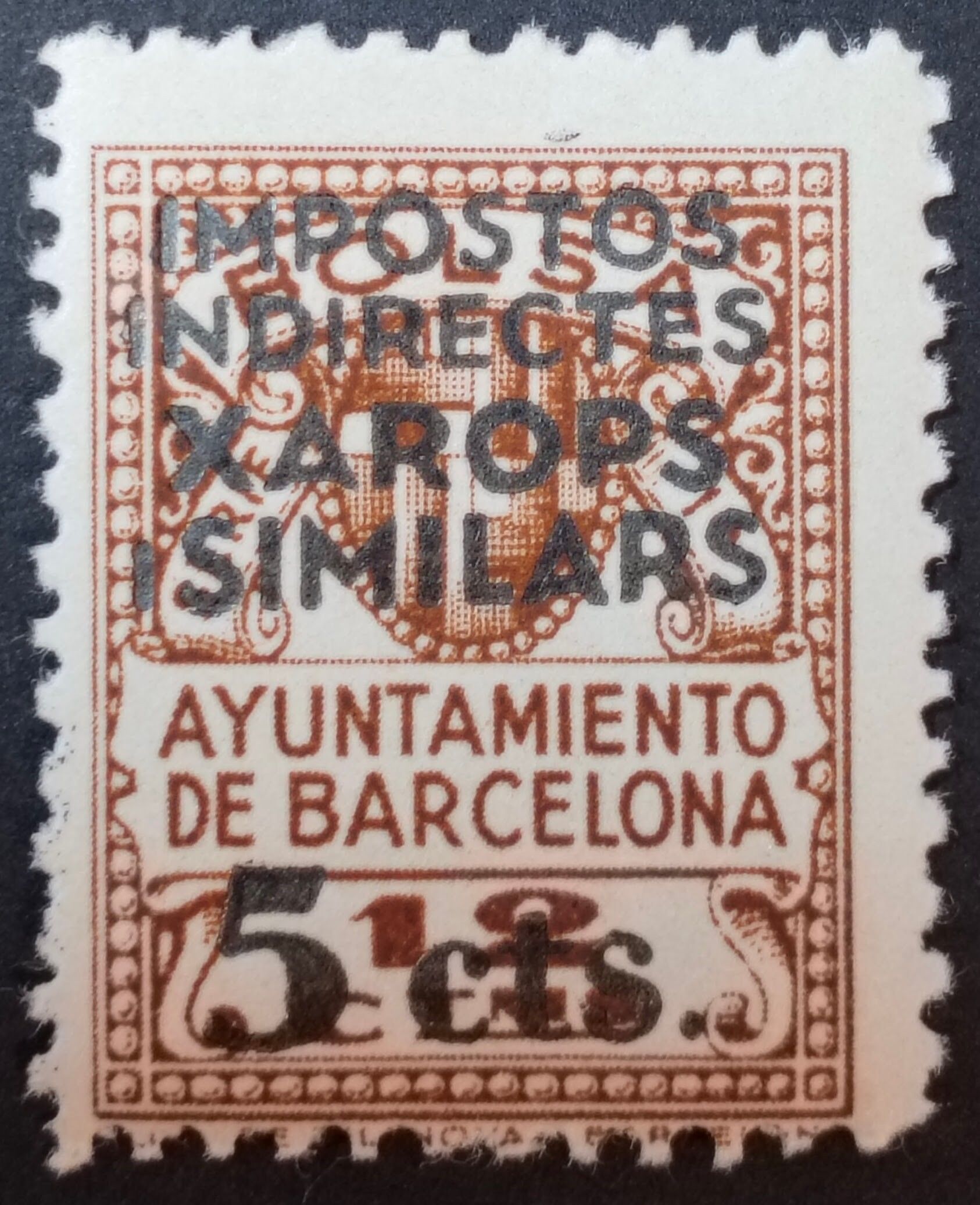 3291 Ayuntamiento de Barcelona. Impostos Indirectes Xarops i Similars 5 Cts.