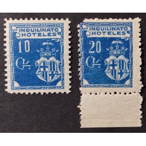 Fiscales - Barcelona. Inquilinato Hoteles 1927. 2 valores. Muy raros