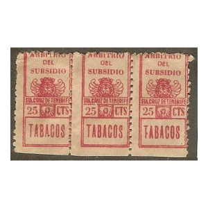 Tenerife. Impuesto del Tabaco. Arbitrio del Subsidio 1936 Guerra Civil