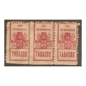 Tenerife. Impuesto del Tabaco. Arbitrio del Subsidio 1936 Guerra Civil