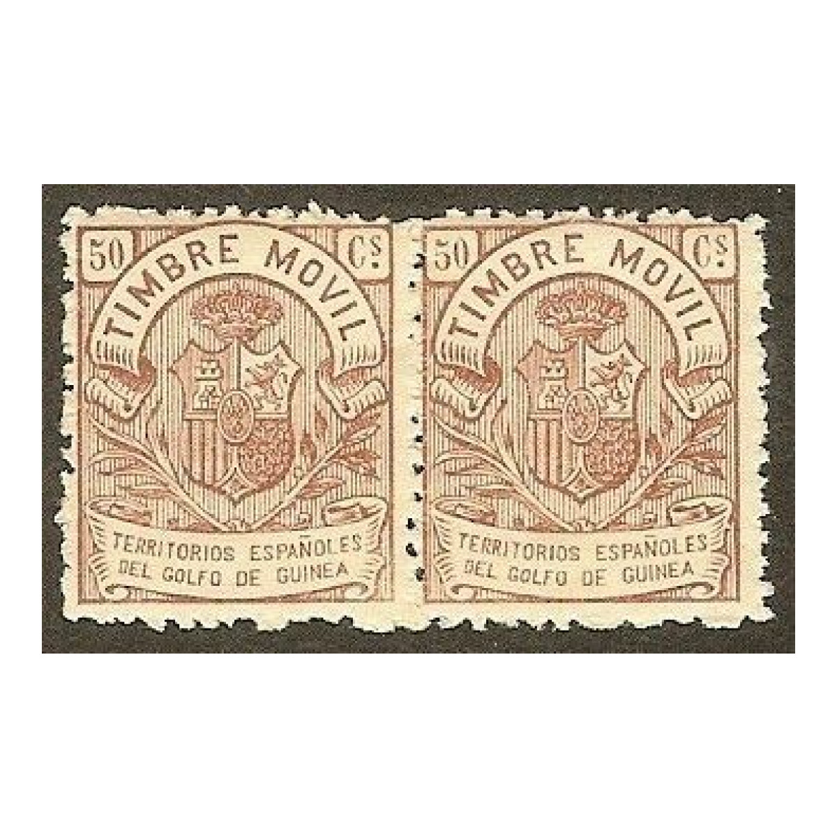 422 Google 1200x1200 Pareja Timbre Móvil de Guinea 50 cs. 1902 Nº. A 000,000