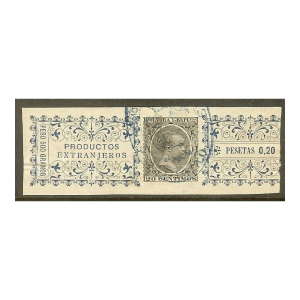 Pólvora y Explosivos 1894/95. Fajita de 0,20 Ptas.Azul y Negro