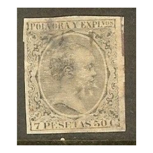 Pólvora y Explosivos 1894/96. Fragmento Sello pelón de 0,8 Cts. Negro